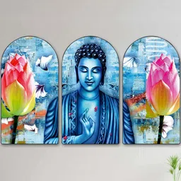 Myntra Elegant Homes Blue Set of 3 Piece MDF Religious Wall Paintings-picture-31