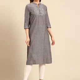 Anouk Women Embroidered Flared Sleeves Thread Work Kaftan Kurta image 4