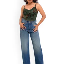DAYER Women Comfort Wide Leg High-Rise Low Distress Jeans-image-12