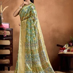 Mufa Woven Design Saree With Stitched Blouse image 4