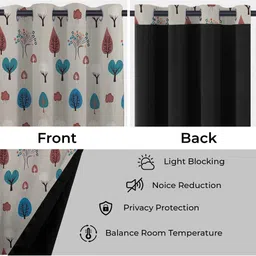 BFAM Red Set of 2 Floral Black Out Window Curtain image 5