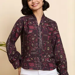 Mast & Harbour Abstract Printed Ethnic Crepe Top-picture-21