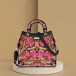 VELUCIA Floral Embellished Structured Quilted Structured Satchel-picture-27