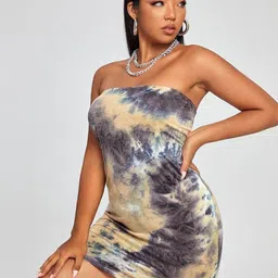 LULU & SKY Tie and Dye Dyed Strapless Bandeau Mini Dress image 3