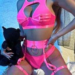 GuSo Shopee Women Pink Nylon Baby Dolls-picture-11