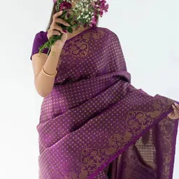 CaniBani Woven Design Zari Silk Blend Handloom Banarasi Saree image 3