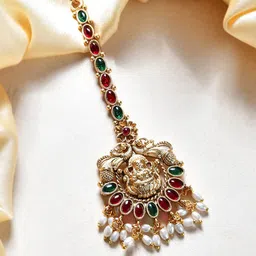 Voylla Gold-Plated Kundan Studded Maang Tikka Head Jewellery image 1