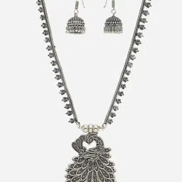 Sangria Peacock Design Oxidized Jewellery Set image 5