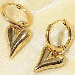 Lady Raiment Women Gold-Plated Stainless Steel Heart Shaped Earrings-image-39