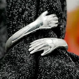 Teeragaj Unisex Stainless Steel Hug Finger Ring-image-26