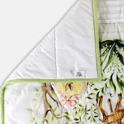 THE BABY TRUNK White Enchanted Deer Egyptian Cotton AC Room 450 GSM Single Bed Quilt image 3