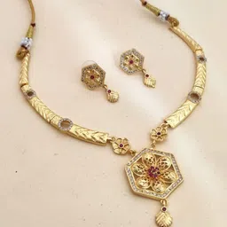 DEWENWILS Gold-Plated Stones Studded & Beaded Jewellery Set-picture-31