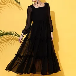 sheetal associates Women's Casual Full Sleeve Crepe Fit and Flare Dress image 5