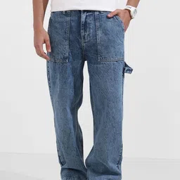 The Indian Garage Co Men Relaxed Fit Mid-Rise Light Fade Cotton Jeans-image-17