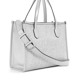 GUESS Brand Logo Embossed Woven & Textured Structured Handheld Bag image 2