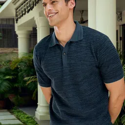 Andamen Men Textured Cotton Regular Fit Polo T-Shirt-picture-10