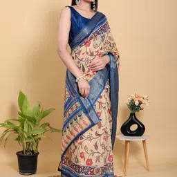 DAATAR Ethnic Motifs Printed Zari Saree With Woven Design Border image 2