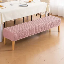 HOKIPO Tea Rose Pink 280 GSM Stretchable Bubble Dining Bench Cover-picture-25