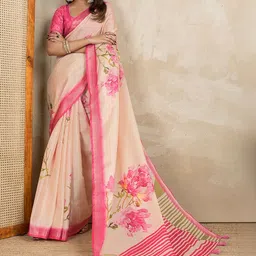 HERE&NOW Floral Zari Art Silk Tussar Saree-picture-30