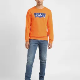 levi's Men's Solid Orange Crew Neck Sweatshirt-picture-21