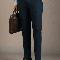 Louis Philippe Men Solid Slim Fit Mid-Rise Formal Trousers-image-19