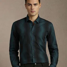 Louis Philippe Sport Men Slim Fit Textured Spread Collar Formal Cotton Shirt-picture-39