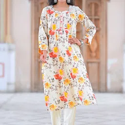 YASH GALLERY Women Floral Printed Kurta with Trousers-image-60