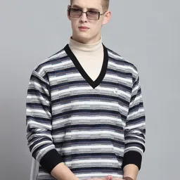 Monte Carlo Men Striped Woollen Pullover image 2
