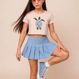 Baawri Girls Printed Regular Fit Cotton T-shirt-image-78