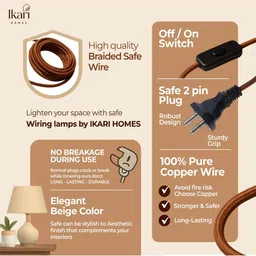 Ikari Homes Brown Textured Cylindrical Shaped Table Lamp image 5