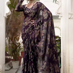 LOOKNBOOK ART Burgundy Brasso Printed Sarees-picture-13