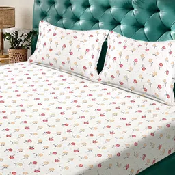 KLOTTHE Cream-Coloured Printed 300 TC King Bedsheet With 2 Pillow Covers - 2.50 x 2.25 m image 5