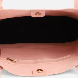 HAUTE SAUCE by  Campus Sutra Pink Colourblocked PU Structured Tote Bag with Tasselled image 5