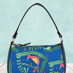Lychee bags Blue Printed Structured Handheld Bag-picture-31
