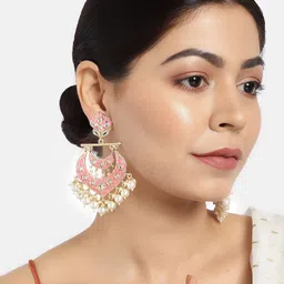 LAIDA Pink & Gold-Plated Handcrafted Enamelled Chandbalis-picture-33
