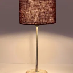 Devansh Brown Wooden & Cotton Cylinder Table Lamps image 2