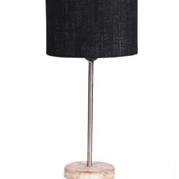 Devansh Black Cylindrical Wooden Table Lamp image 3
