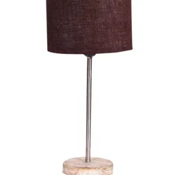 Devansh Brown Wooden & Cotton Cylinder Table Lamps image 5