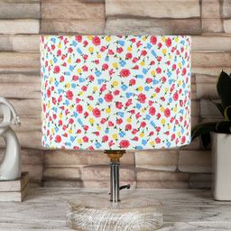 Devansh Off-white & White Printed Cotton Table Lamp with Wood Base-picture-24