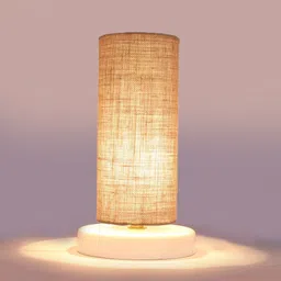 Devansh Beige & White Jute & Wooden Table Lamp image 3