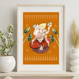 Peepul Tree Mustard & Red 1 Piece Paper Religious Wall Paintings image 5