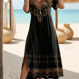 Routes by All About You Ethnic Motifs Print Flutter Sleeve Maxi Dress-picture-11