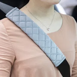 edylinn CAR SEAT BELT COVER & SHOULDER PAD COVER 7D VELVET GREY UNIVERSAL Seat Belt Cover-picture-19