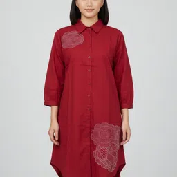 SZN Women Floral Embroidered Three-Quarter Sleeves Shirt Dress-picture-18
