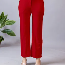 high glitz Women Regular Fit Red Lycra Blend Trousers image 1