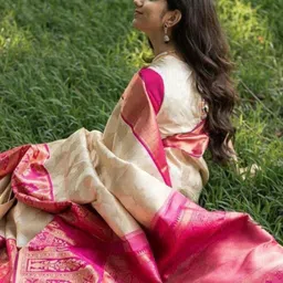 Moda Rapido Ethnic Motifs Zari Silk Blend Handloom Banarasi Saree image 4