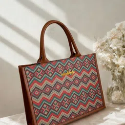 LIKE STYLE Geometric Colourblocked Structured Tote Bag-picture-35