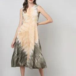 SAKURA Women Tie and Dye Printed A-Line Midi Dress-picture-12