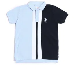 U.S. Polo Assn. Kids Boys Brand Logo Colourblocked Polo Collar Applique T-shirt image 4