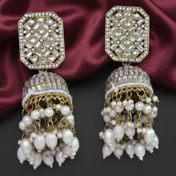 MEIRA JEWELLERY Geometric Jhumkas Earrings-picture-33